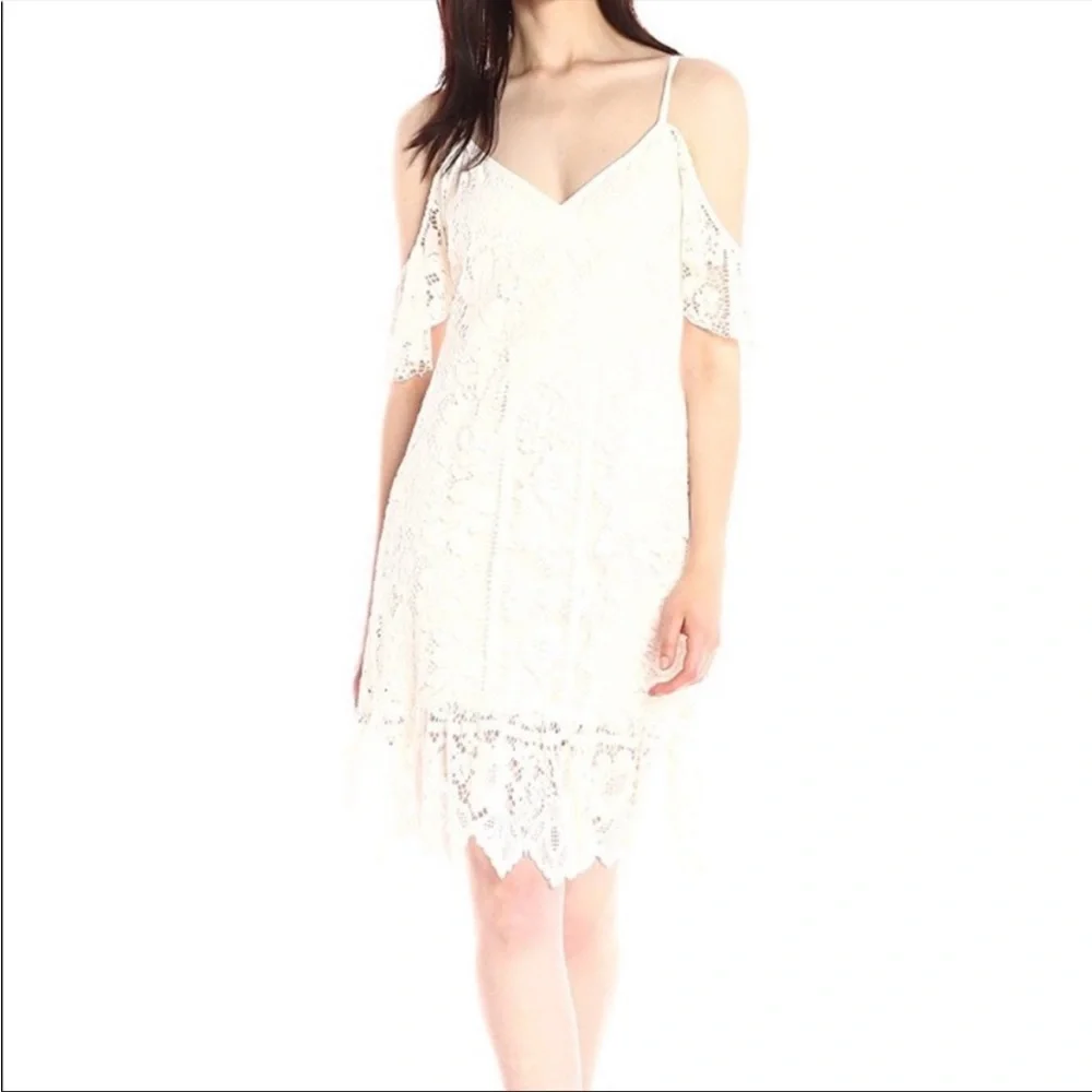 Plenty By Tracy Reese White Lace Off the Shoulder Mini Dress, Size 4 - Picture 2 of 7